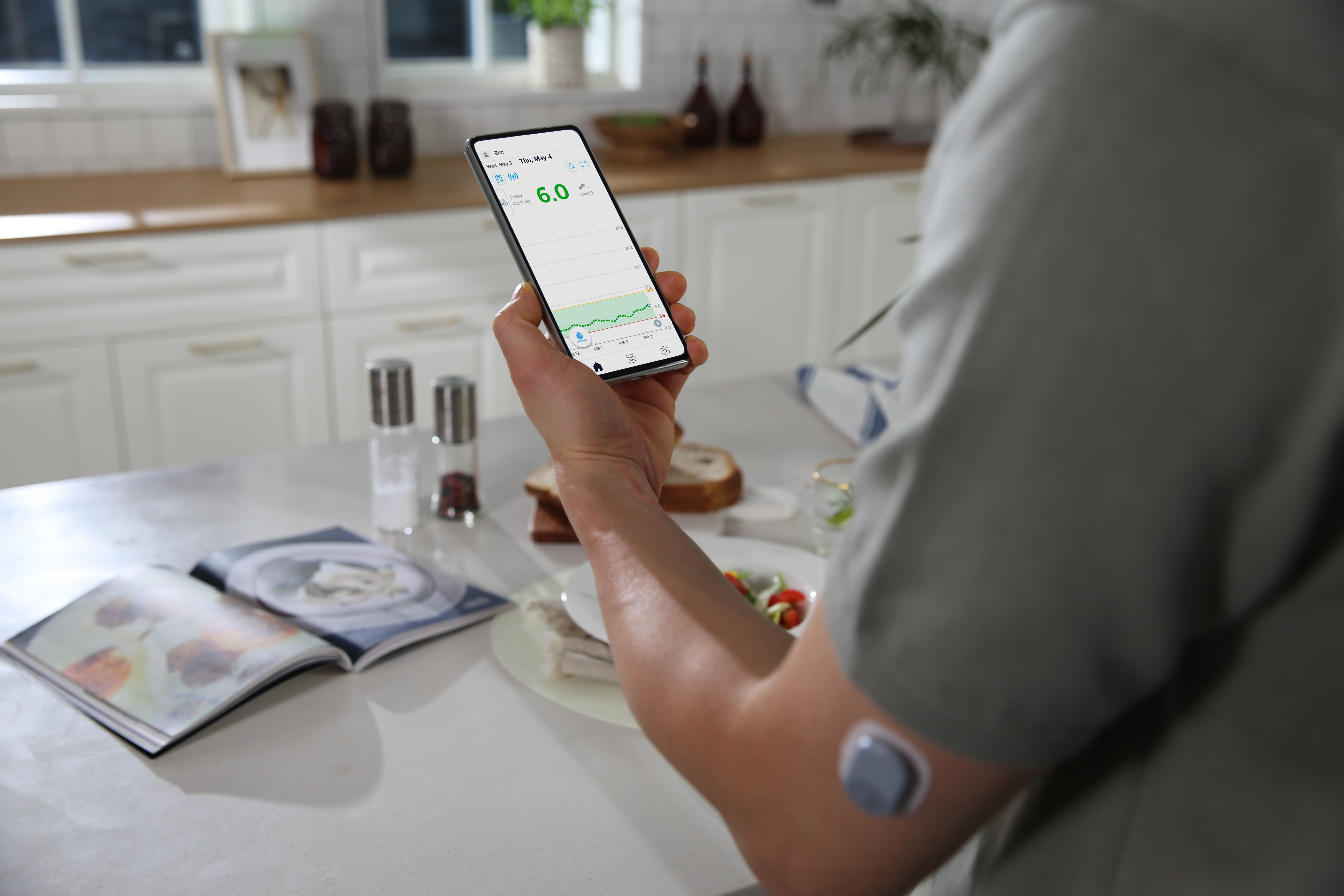 CareSens Air CGM app face mmol